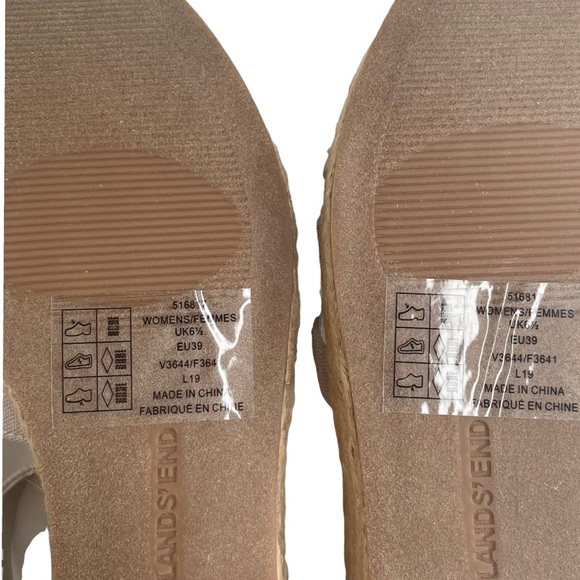 Lands End Womans Platform Wedge Espadrille Strappy Sandal Silver Metallic US 8.5 - Picture 14 of 15